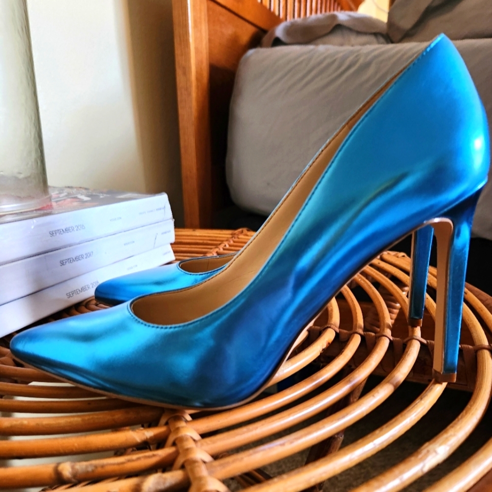 Nine West Blue Metallic Heels